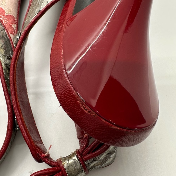 LOUIS VUITTON Satin Cherry Blossom Monogram Sandal Shoes Size 38.5 UK or 8.5 US - Picture 10 of 12